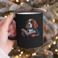Cute Dog Basset Hound Reading Book Graphic Print Coffee Mug