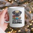 Wild About Reading Book Lover Pug Dog Graphic Print Coffee Mug