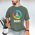 2021 Graduation Class Year Tie Dye Peace Sign Graduate Shirt Men's Comfort Colors T-Shirt Moss