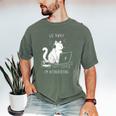 Antisocial Introvert Cat With Coffee On Computer Emo Goth Men's Comfort Colors T-Shirt Moss