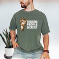 Avoiding People Secretly Cat Introvert Humor Men's Comfort Colors T-Shirt Moss
