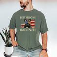 Best Frenchie Dad Ever Bulldog American Flag Men's Comfort Colors T-Shirt Moss