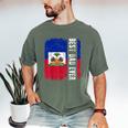 Best Haitian Dad Ever Haiti Daddy Father's Day Men's Comfort Colors T-Shirt Moss