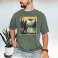 Bigfoot Sasquatch Alien Spaceship UFO Introvert Bruh Men's Comfort Colors T-Shirt Moss
