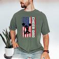 Cheer Dad American Flag Cheerleader Support Men's Comfort Colors T-Shirt Moss