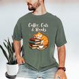 Coffee Cats & Books Lover For Women & Girls Coffee Men's Comfort Colors T-Shirt Moss Coffee Cats & Books Lover For Women & Girls Coffee Men's Comfort Colors T-Shirt Moss