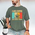 I Like Coffee And Maybe 3 People Introvert Anti-Social Raglan Baseball Tee Men's Comfort Colors T-Shirt Moss