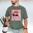 Cool Cat Meme Ew People Anti Social Introvert Cute Cat Men's Comfort Colors T-Shirt Moss