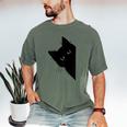 Curious Cat Peeking Sneaky Cat Cat Mom Cat Dad Men's Comfort Colors T-Shirt Moss Curious Cat Peeking Sneaky Cat Cat Mom Cat Dad Men's Comfort Colors T-Shirt Moss