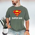 DC Comics Superman Father's Day Super Dad Logo Men's Comfort Colors T-Shirt Moss