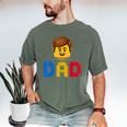 Family Dad Master Builder Building Bricks Blocks Fathers Day Men's Comfort Colors T-Shirt Moss
