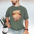 Fat Hairy Guy Big Stomach & Man Boobs Fat Dad BOD Men's Comfort Colors T-Shirt Moss