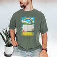 Frutiger Aero Aesthetic Rainbow Glitch Art Premium Tri-Blend Men's Comfort Colors T-Shirt Moss