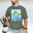 Frutiger Aero Aesthetic Tech Water Fishes Monitor Screen Raglan Baseball Tee Men's Comfort Colors T-Shirt Moss Frutiger Aero Aesthetic Tech Water Fishes Monitor Screen Raglan Baseball Tee Men's Comfort Colors T-Shirt Moss