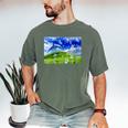 Frutiger Aero Dolphin Meadow Aesthetic Y2k 2000s Ironic Men's Comfort Colors T-Shirt Moss