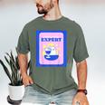 Fun Cute Introvert Cat Character With Wine Men's Comfort Colors T-Shirt Moss Fun Cute Introvert Cat Character With Wine Men's Comfort Colors T-Shirt Moss