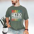 Hello Kindergarten First Day Back To School Graduation Men's Comfort Colors T-Shirt Moss