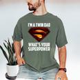 I'm A Twin DAD-What's Your Superpower Men's Comfort Colors T-Shirt Moss I'm A Twin DAD-What's Your Superpower Men's Comfort Colors T-Shirt Moss