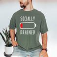 Introvert Socially Drained Battery Men's Comfort Colors T-Shirt Moss