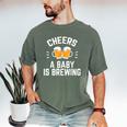 New Dad Baby Shower Cheers A Baby Is Brewing Men's Comfort Colors T-Shirt Moss