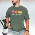 Peace Love Books Reader Librarian Library Book Men's Comfort Colors T-Shirt Moss