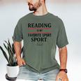 Reading Is My Favorite Sport Book Lover Saying Quote Men's Comfort Colors T-Shirt Moss