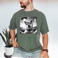 Shiba Inu Dog Dad Mom Graphic Selfie UFOs Weird Aliens Men's Comfort Colors T-Shirt Moss