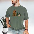 Shih Tzu Bigfoot Dog Walking Mom Dad Kids Men's Comfort Colors T-Shirt Moss