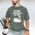Stop Looking At Me Swan Introvert Humor Men's Comfort Colors T-Shirt Moss Stop Looking At Me Swan Introvert Humor Men's Comfort Colors T-Shirt Moss