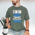 Swim Dad Swimming Dad Of A Swimmer Dad Swim Father Men's Comfort Colors T-Shirt Moss