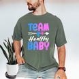 Team Healthy Baby Gender Reveal Pregnancy Mom Dad Men's Comfort Colors T-Shirt Moss