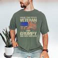 I Have Two Titles Veteran And Grumpy Dad Papa Grandpa Men's Comfort Colors T-Shirt Moss