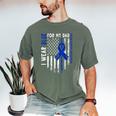 I Wear Blue For My Dad Colon Cancer Awareness Blue USA Flag Men's Comfort Colors T-Shirt Moss