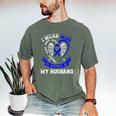 I Wear Blue In Memory Of My Husband Colon Cancer Awareness Men's Comfort Colors T-Shirt Moss