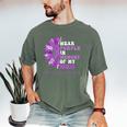 I Wear Purple In Memory Of My Mom Pancreatic Cancer Ribbon Men's Comfort Colors T-Shirt Moss