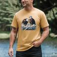 Bald Eagle Dad Mom Three Eaglet Chicks Babies In The Nest Men's Comfort Colors T-Shirt Mustard