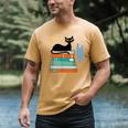 Cat And Books Retro Midcentury Mid Century Aesthetic Men's Comfort Colors T-Shirt Mustard