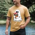 Cute Ghost Holding Books Bookish Christmas Men's Comfort Colors T-Shirt Mustard