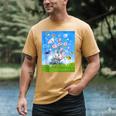 Frutiger Aero Aesthetic Tech Cherry Blossom Fishes Bubbles Men's Comfort Colors T-Shirt Mustard