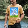 Frutiger Aero Aesthetic Tech Cherry Blossom Fishes Bubbles Raglan Baseball Tee Men's Comfort Colors T-Shirt Mustard