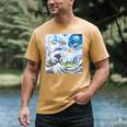 Frutiger Aero Aesthetic Tech Great Wave Of Kanagawa Fishes Men's Comfort Colors T-Shirt Mustard