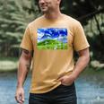Frutiger Aero Dolphin Meadow Aesthetic Y2k 2000s Ironic Men's Comfort Colors T-Shirt Mustard