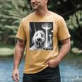 Goldendoodle Alien UFO Taking a Selfie Dog Mom Dad Men's Comfort Colors T-Shirt Mustard