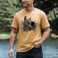 Grey Cat Torn Cloth Cat Dad Cat Mom Cat Lover Men's Comfort Colors T-Shirt Mustard