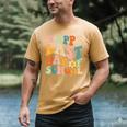 Happy Last Day Of School Groovy Teacher Student Graduation Men's Comfort Colors T-Shirt Mustard