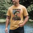 I'd Rather Be Fishing Bass Fish Dad Joke American Flag Men's Comfort Colors T-Shirt Mustard