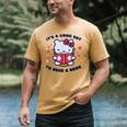 It's a Good Day To Read a Book Cute Cat Book Day Girls Boys Men's Comfort Colors T-Shirt Mustard