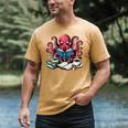 Octopus Reading Book Coffee Lover Bookaholic Bookworm Reader Men's Comfort Colors T-Shirt Mustard