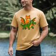 Orange Cat Dragon Riding Animal Lover Mom Dad Kids Men's Comfort Colors T-Shirt Mustard