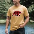 PAPA Bear Men Red Plaid Christmas Pajama Family Dad Small Men's Comfort Colors T-Shirt Mustard